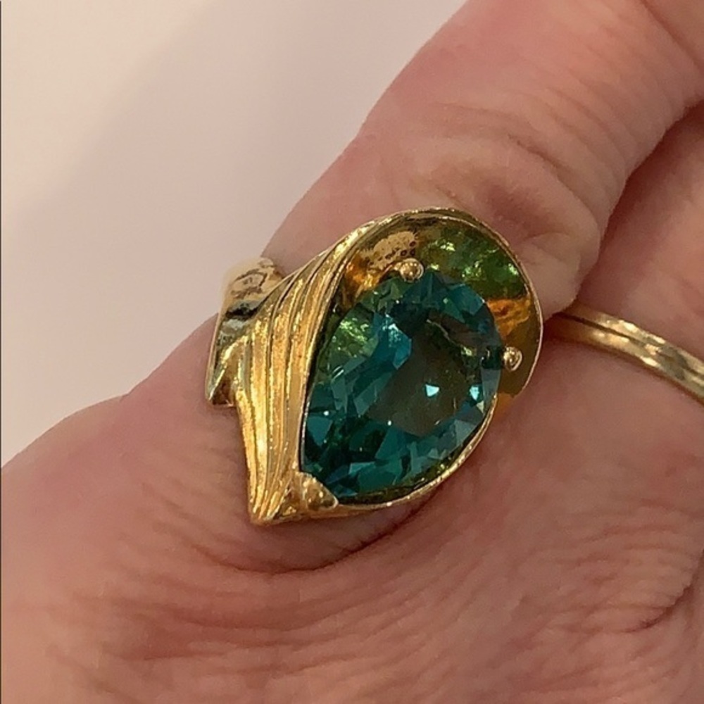 UTC gold vermeil sterling silver 925 modern green - Picture 3 of 9